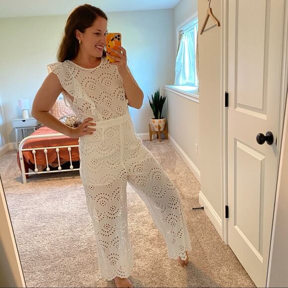 Alice McCall Sample White Eyelet Jumpsuit One Piece Medium - Picture 5 of 16